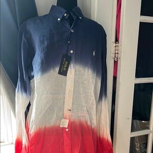 Polo by Ralph Lauren Blue and Red Casual Button Down Shirt